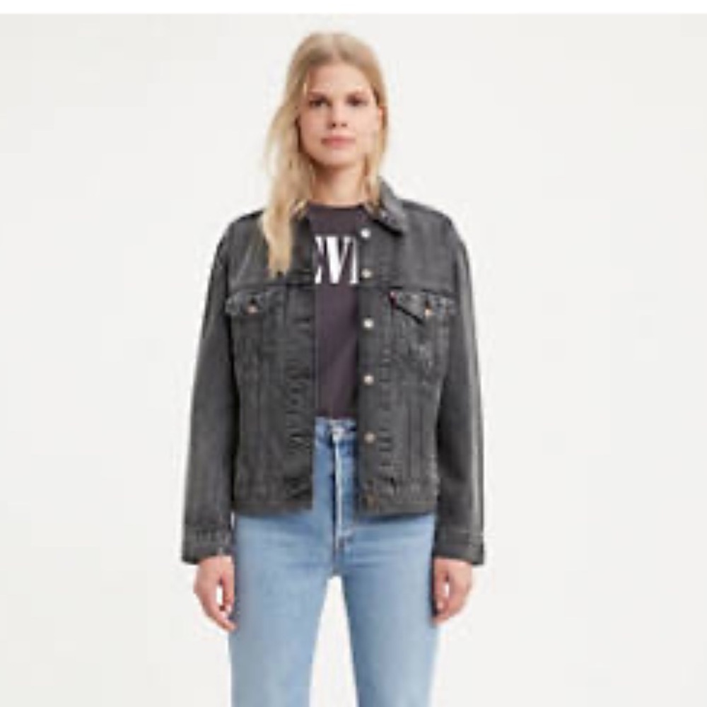 Levi’s Trucker Jean Jacket Red Label 57511 Grey/ Light Black / Size Large